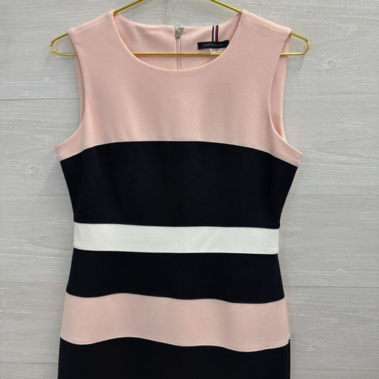 Tommy Hilfiger Pink/ Navy/ White Striped Sleeveless Dress 6