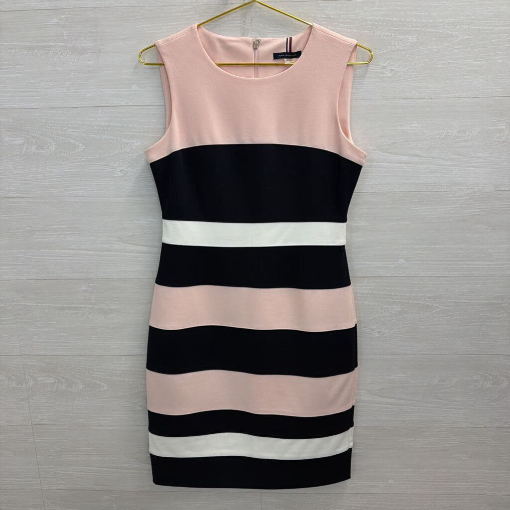 Tommy Hilfiger Pink/ Navy/ White Striped Sleeveless Dress 6