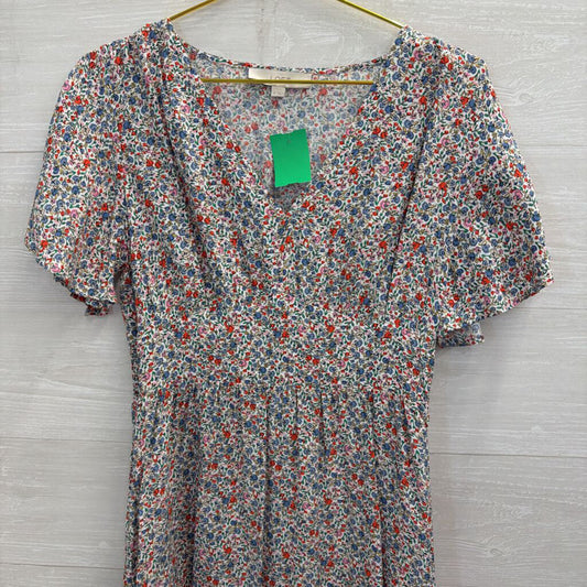 Loft White/ Multi Print Short Sleeve Dress 4