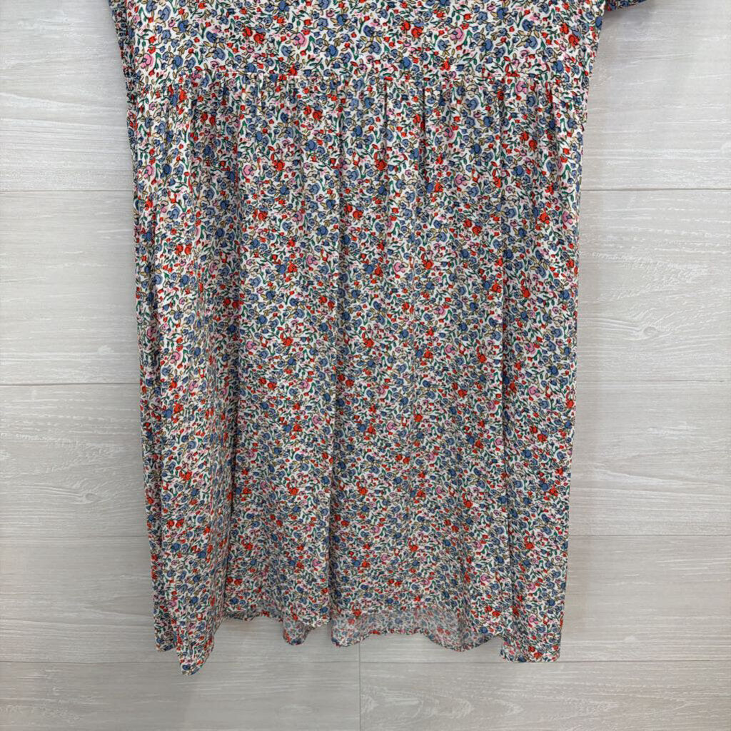 Loft White/ Multi Print Short Sleeve Dress 4