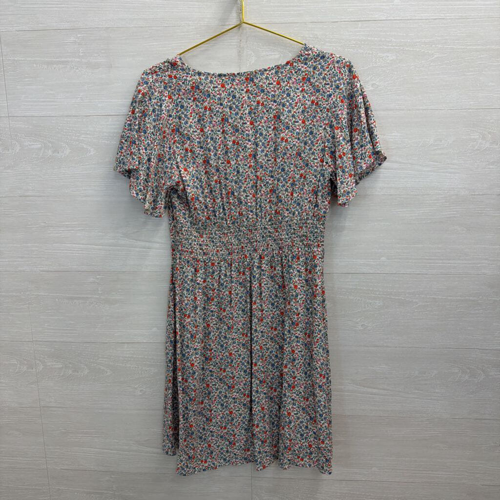 Loft White/ Multi Print Short Sleeve Dress 4