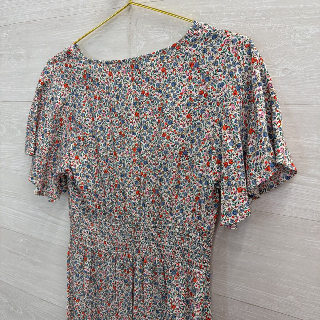 Loft White/ Multi Print Short Sleeve Dress 4