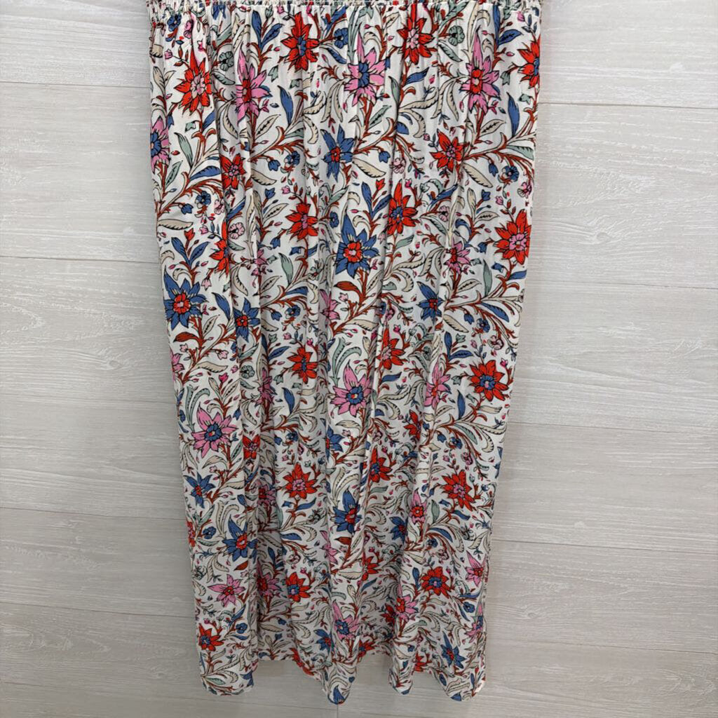 Loft White/ Multi Floral Print Short Sleeve Maxi Dress 4