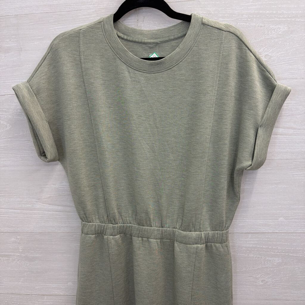 Lou and Grey Green Soft Short Sleeve Cinch Waist Dress Small