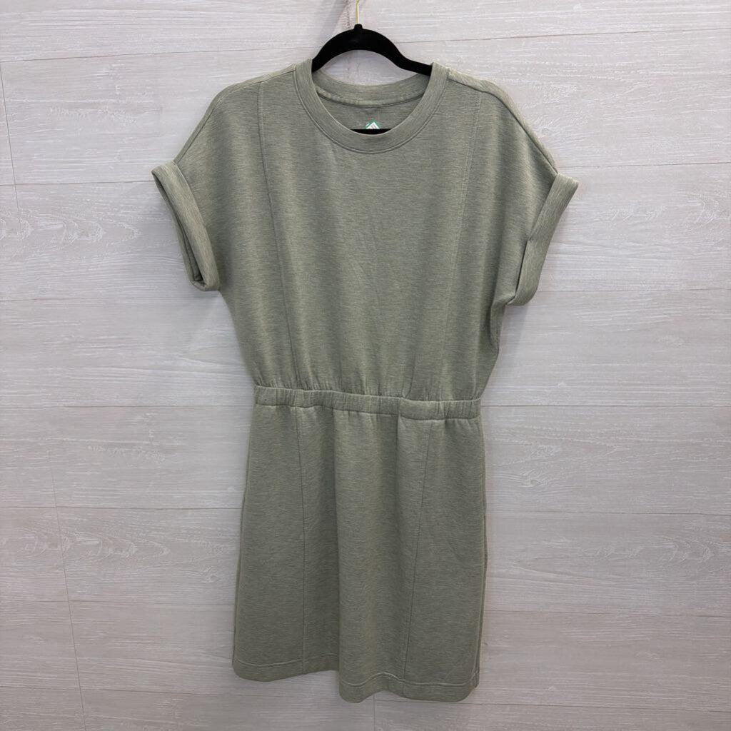 Lou and Grey Green Soft Short Sleeve Cinch Waist Dress Small