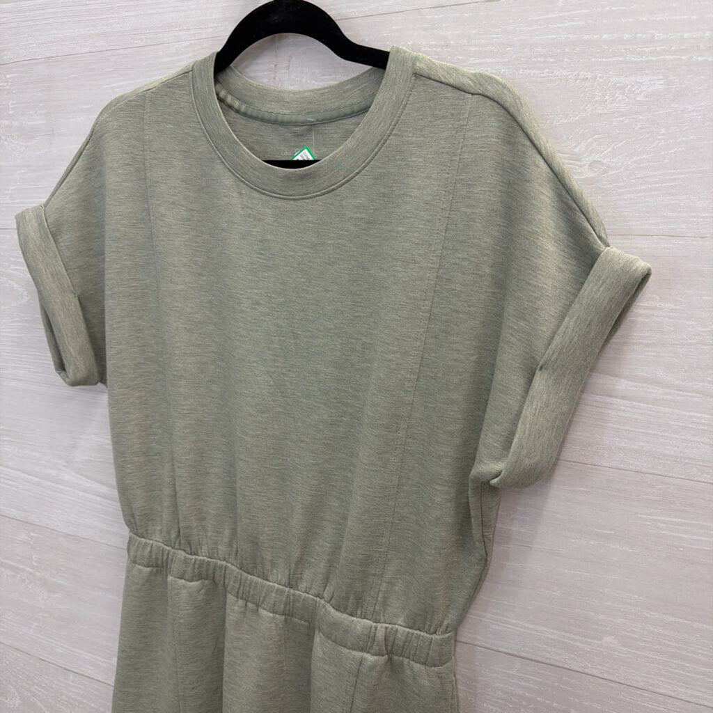 Lou and Grey Green Soft Short Sleeve Cinch Waist Dress Small