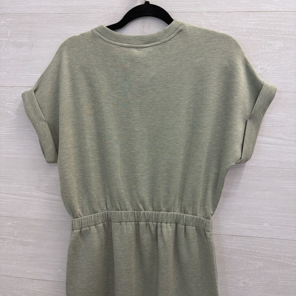 Lou and Grey Green Soft Short Sleeve Cinch Waist Dress Small