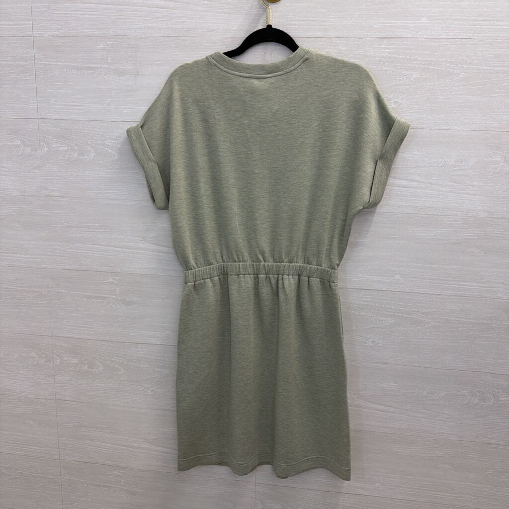 Lou and Grey Green Soft Short Sleeve Cinch Waist Dress Small