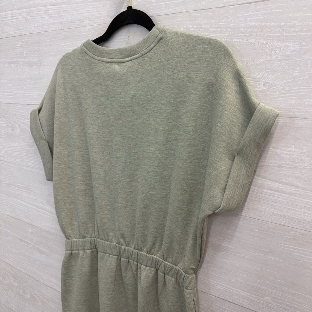 Lou and Grey Green Soft Short Sleeve Cinch Waist Dress Small