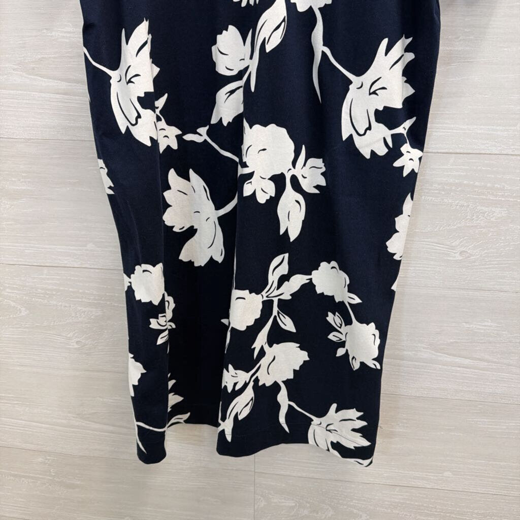 Philosophy Navy/ White Print Short Sleeve Shift Dress Medium Petite