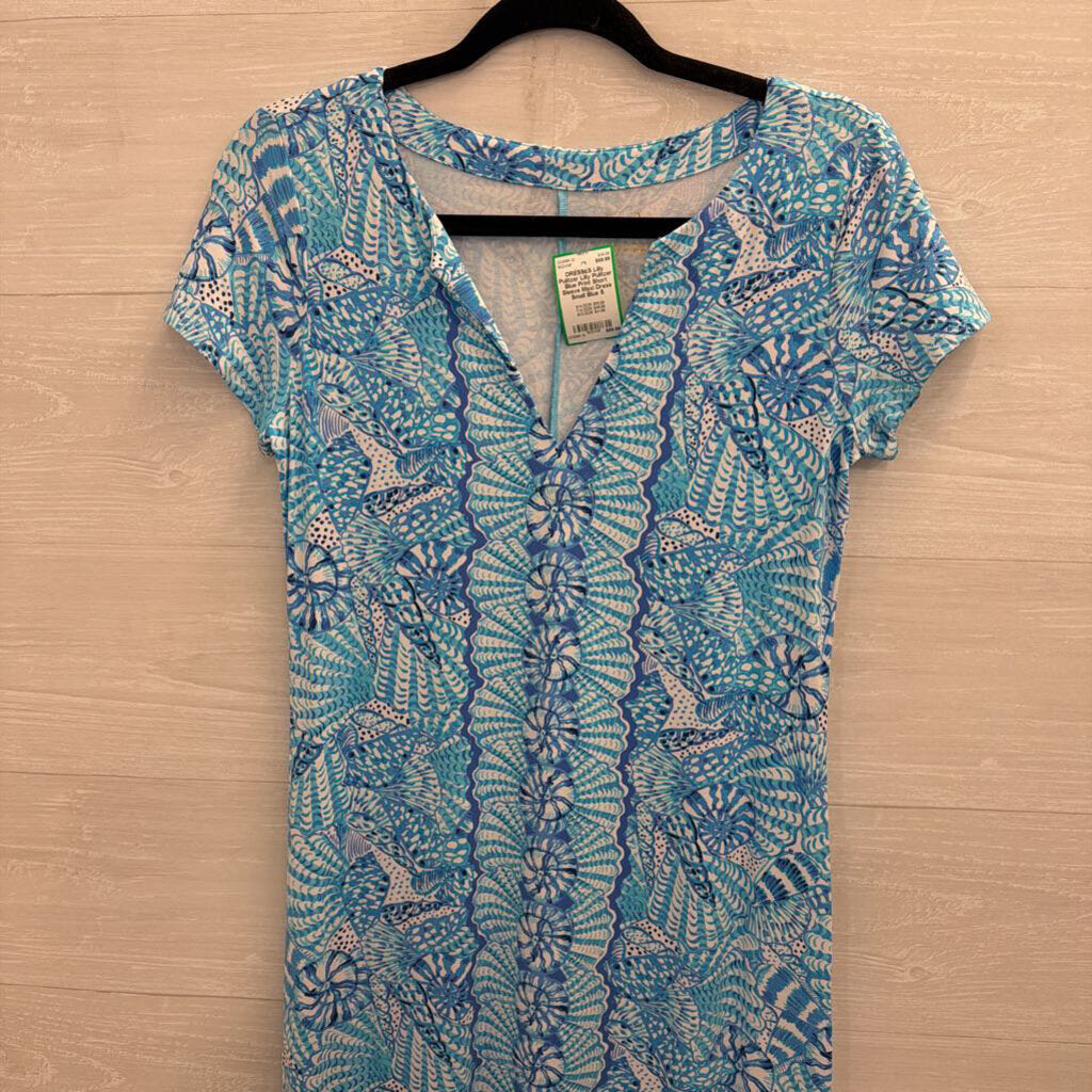 Lilly Pulitzer Blue Print Short Sleeve Maxi Dress Small