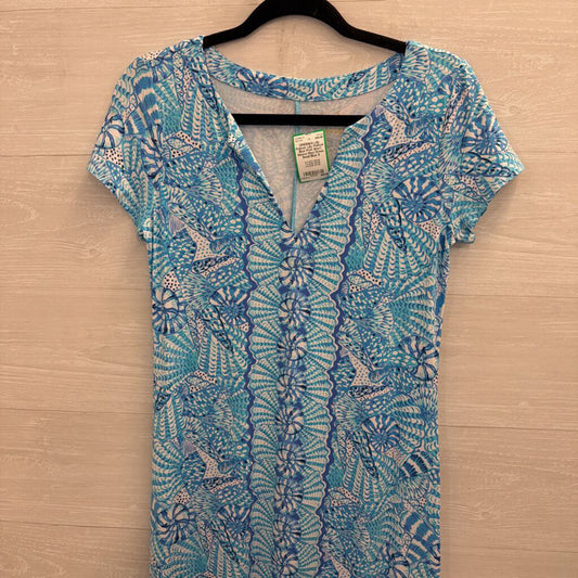 Lilly Pulitzer Blue Print Short Sleeve Maxi Dress Small
