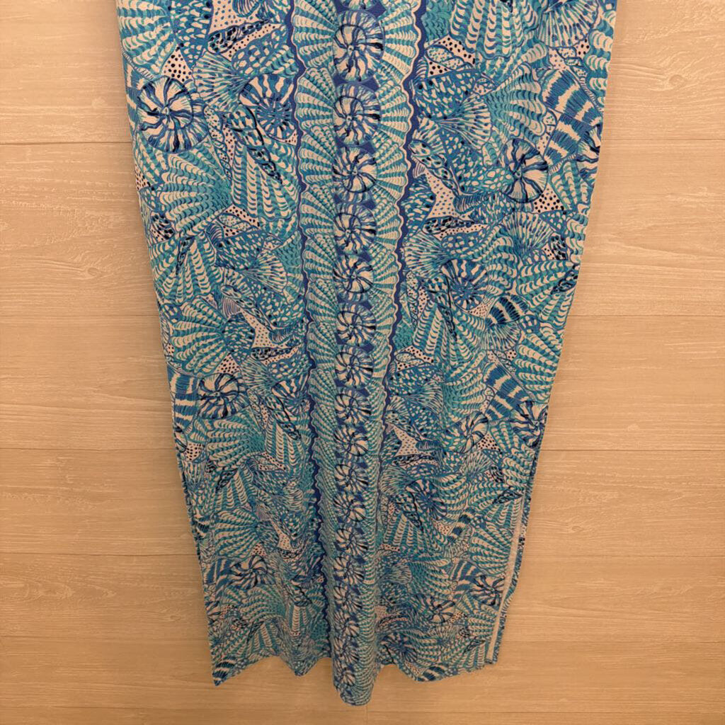 Lilly Pulitzer Blue Print Short Sleeve Maxi Dress Small