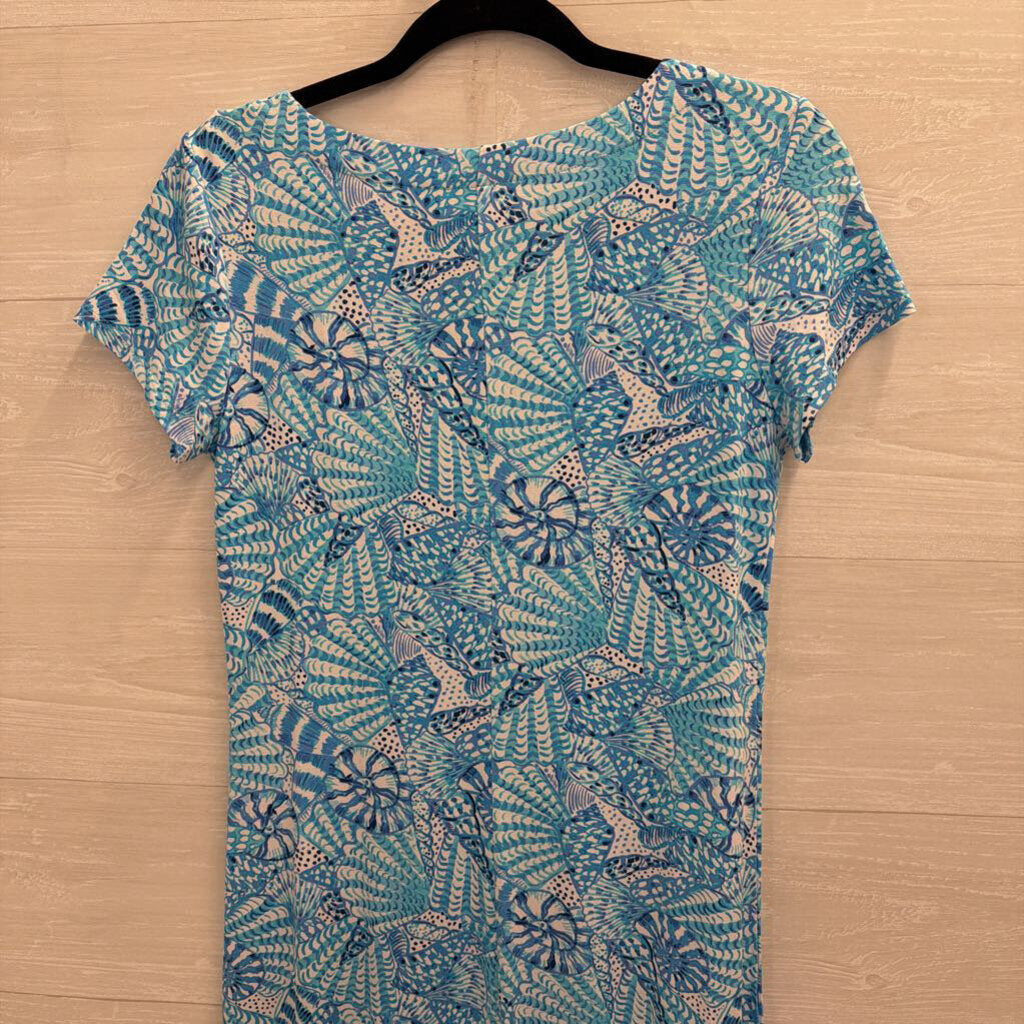 Lilly Pulitzer Blue Print Short Sleeve Maxi Dress Small