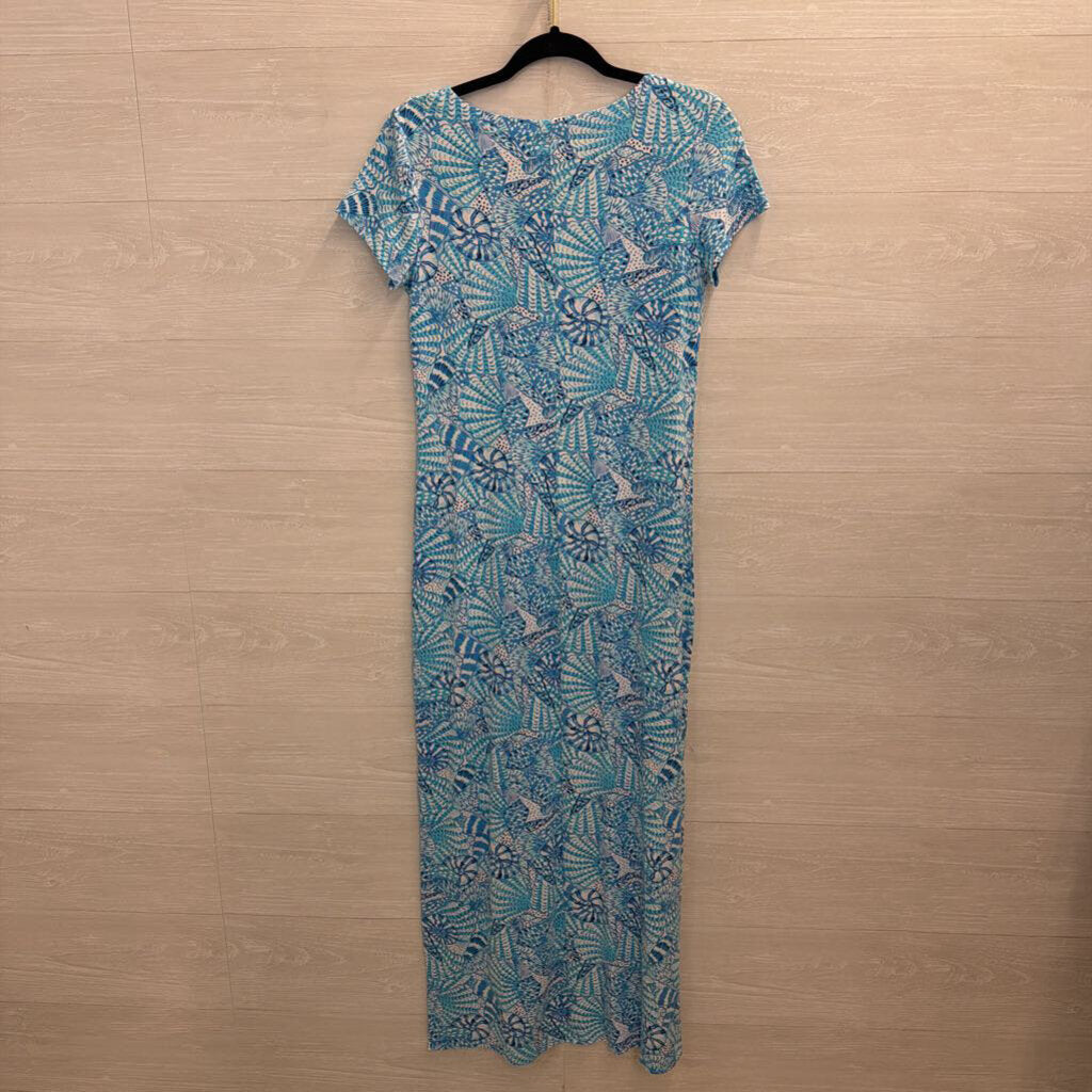 Lilly Pulitzer Blue Print Short Sleeve Maxi Dress Small