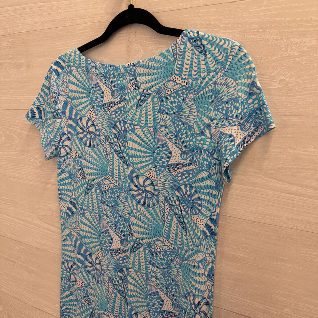 Lilly Pulitzer Blue Print Short Sleeve Maxi Dress Small