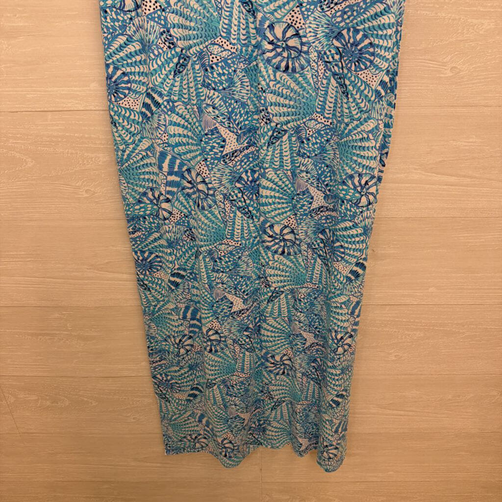 Lilly Pulitzer Blue Print Short Sleeve Maxi Dress Small