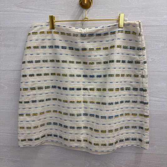 Loft White/ Blue Print Skirt 12