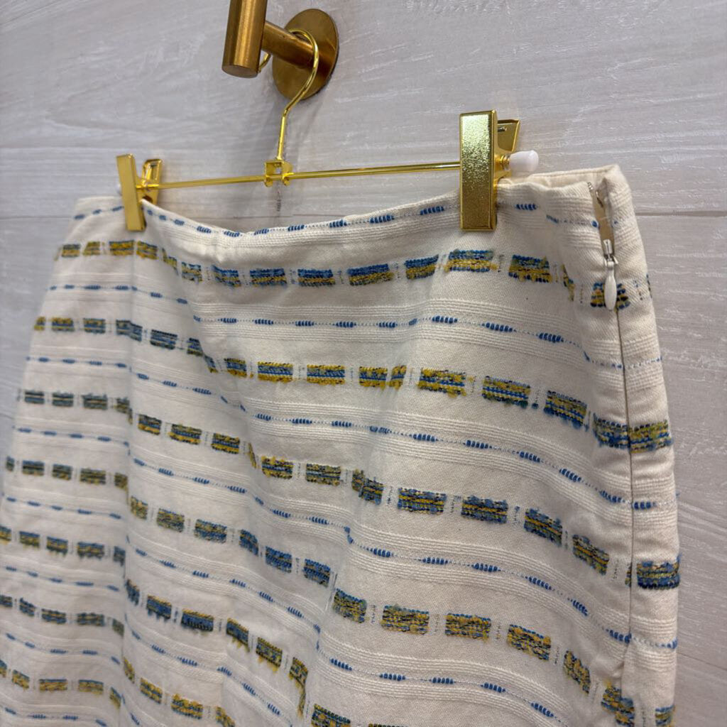 Loft White/ Blue Print Skirt 12
