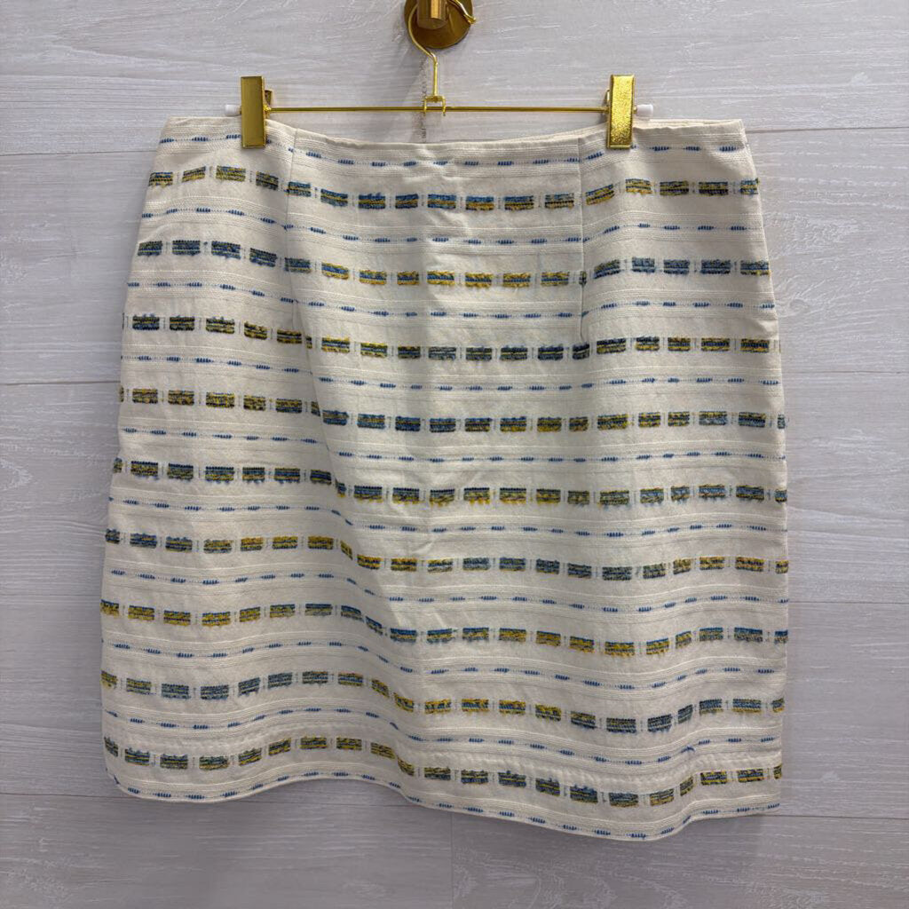 Loft White/ Blue Print Skirt 12