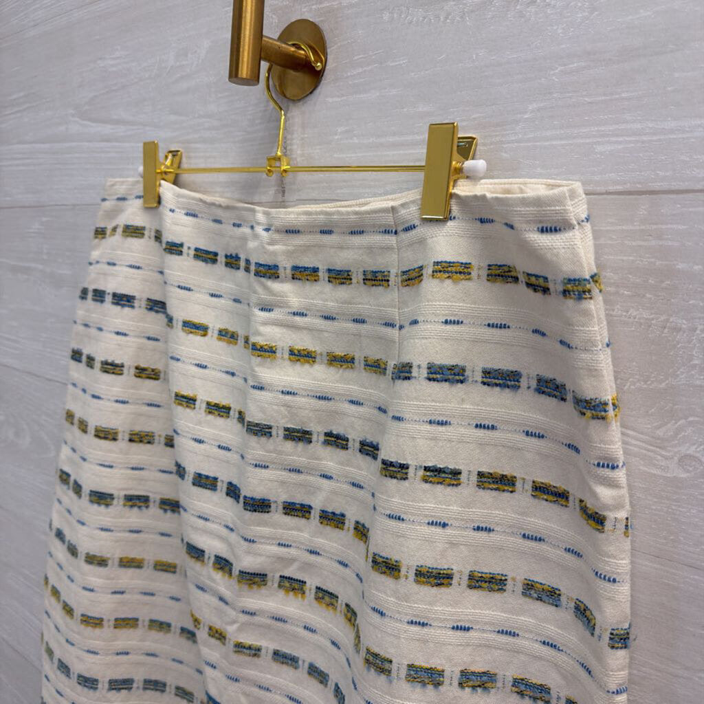 Loft White/ Blue Print Skirt 12