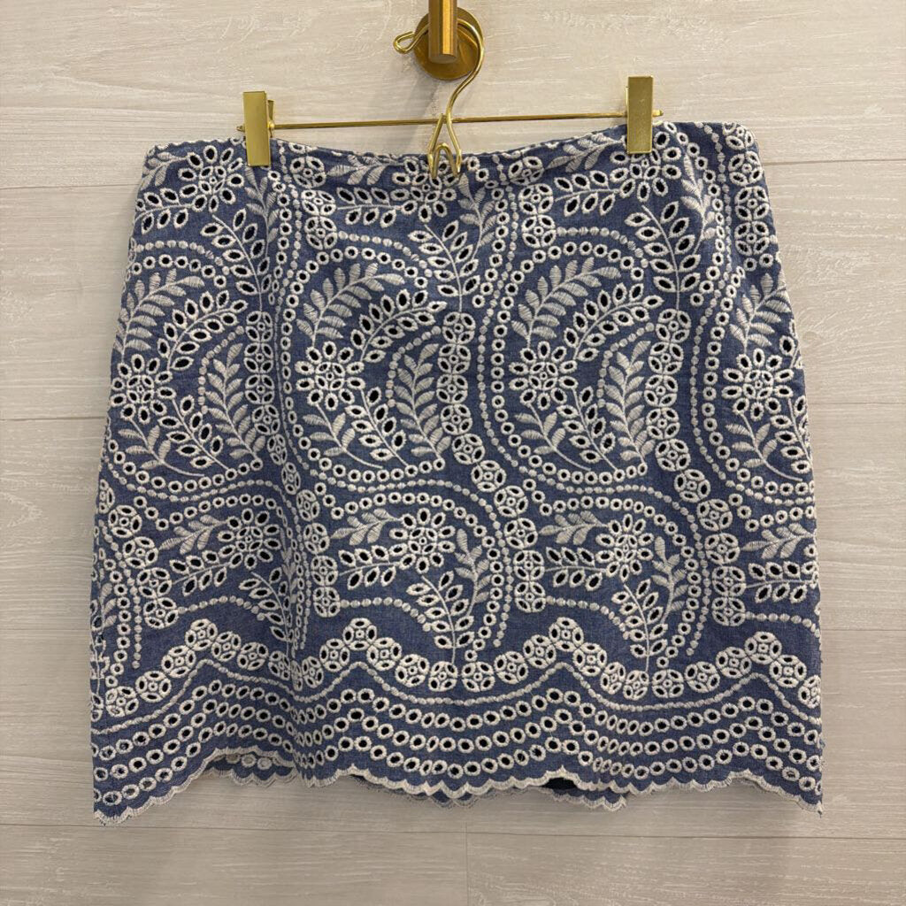 Loft Blue/ White Eyelet Skirt 14