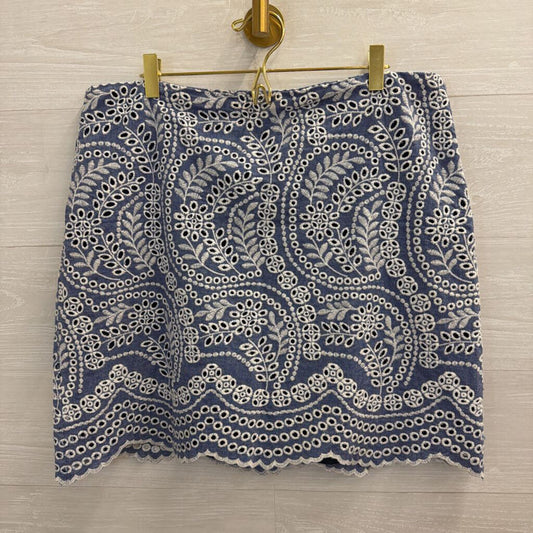 Loft Blue/ White Eyelet Skirt 14