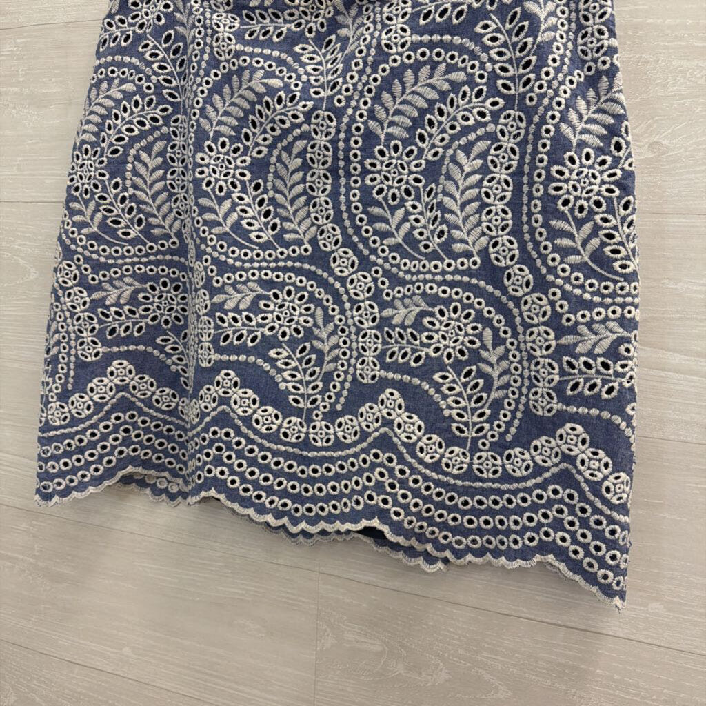 Loft Blue/ White Eyelet Skirt 14