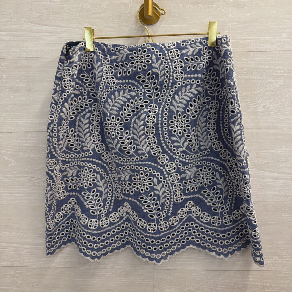 Loft Blue/ White Eyelet Skirt 14