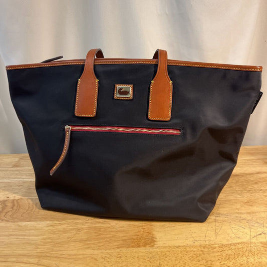 Dooney and Bourke Black Nylon/ Brown Leather Wayfarer Tote Purse
