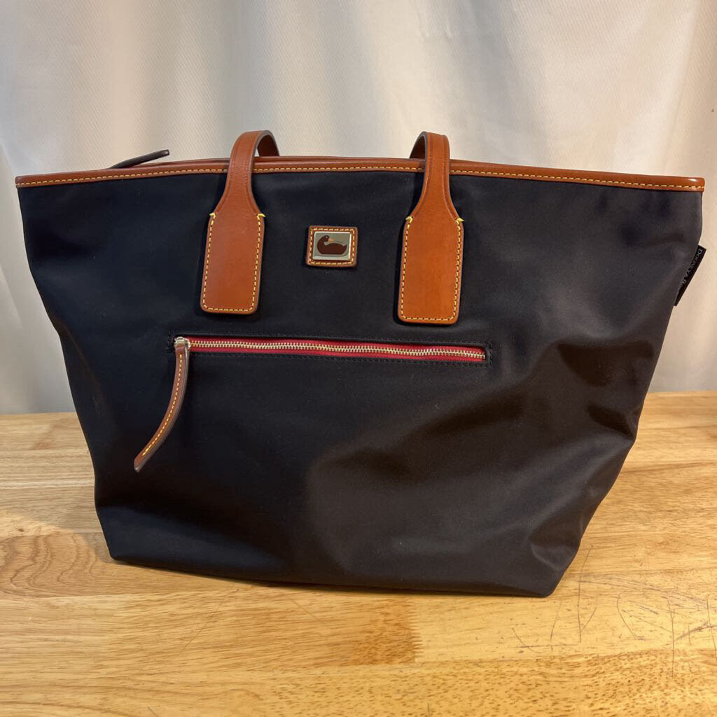 Dooney and Bourke Black Nylon/ Brown Leather Wayfarer Tote Purse