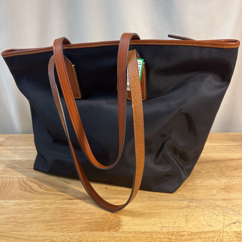 Dooney and Bourke Black Nylon/ Brown Leather Wayfarer Tote Purse