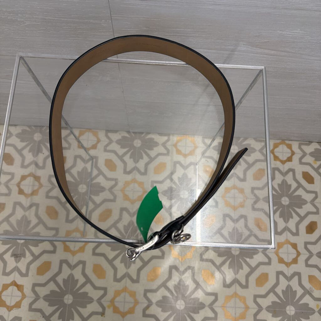 Michael Kors Black Leather Signature Monogram Belt Small