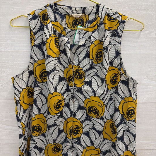 Maison Jules Blue/ Yellow Floral Print Tank Top Small