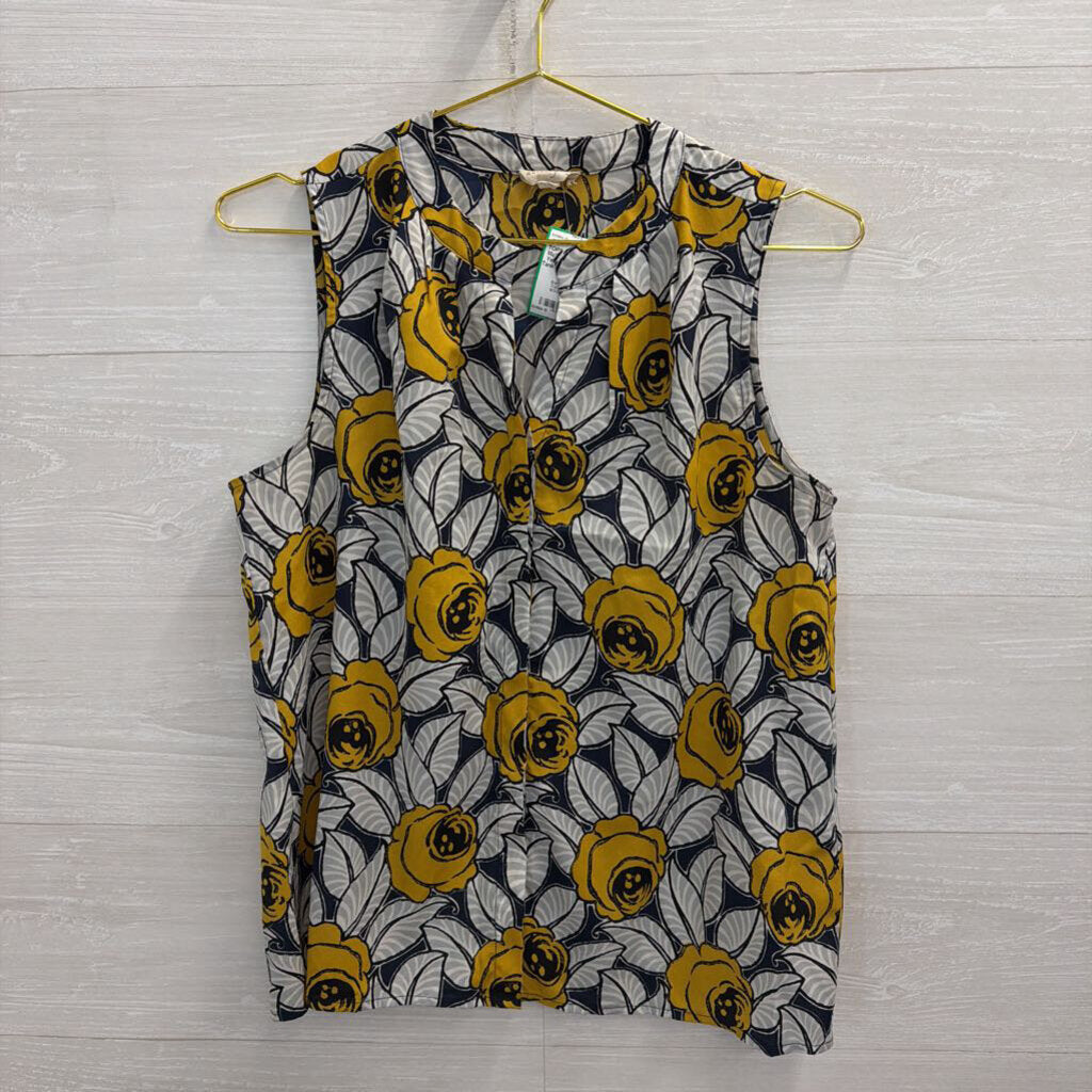 Maison Jules Blue/ Yellow Floral Print Tank Top Small