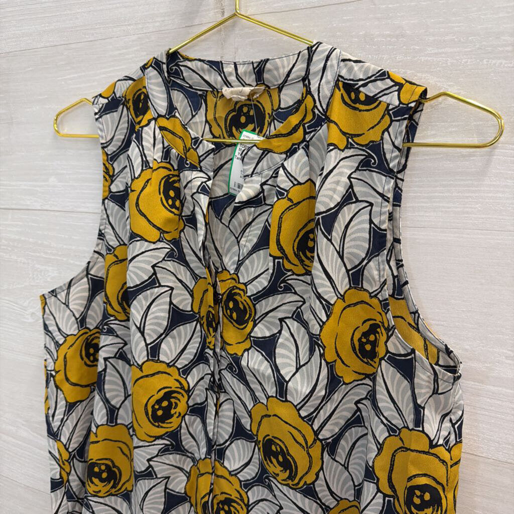 Maison Jules Blue/ Yellow Floral Print Tank Top Small