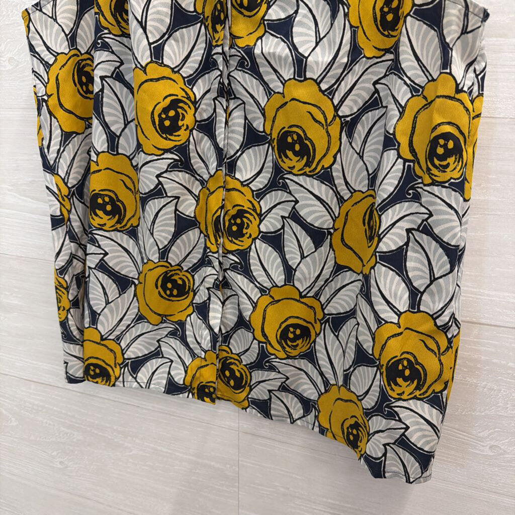 Maison Jules Blue/ Yellow Floral Print Tank Top Small