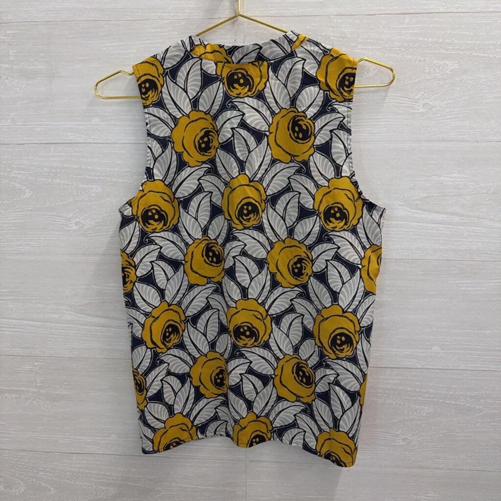 Maison Jules Blue/ Yellow Floral Print Tank Top Small