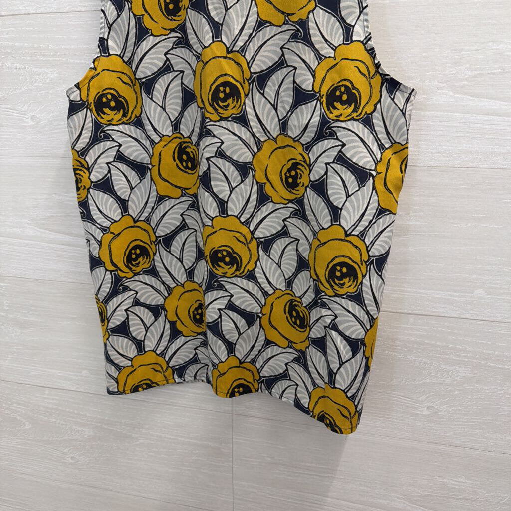 Maison Jules Blue/ Yellow Floral Print Tank Top Small