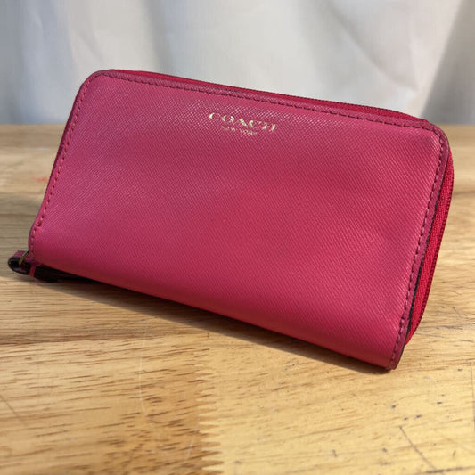 Coach Pink Saffiano Leather Zip Around Wallet