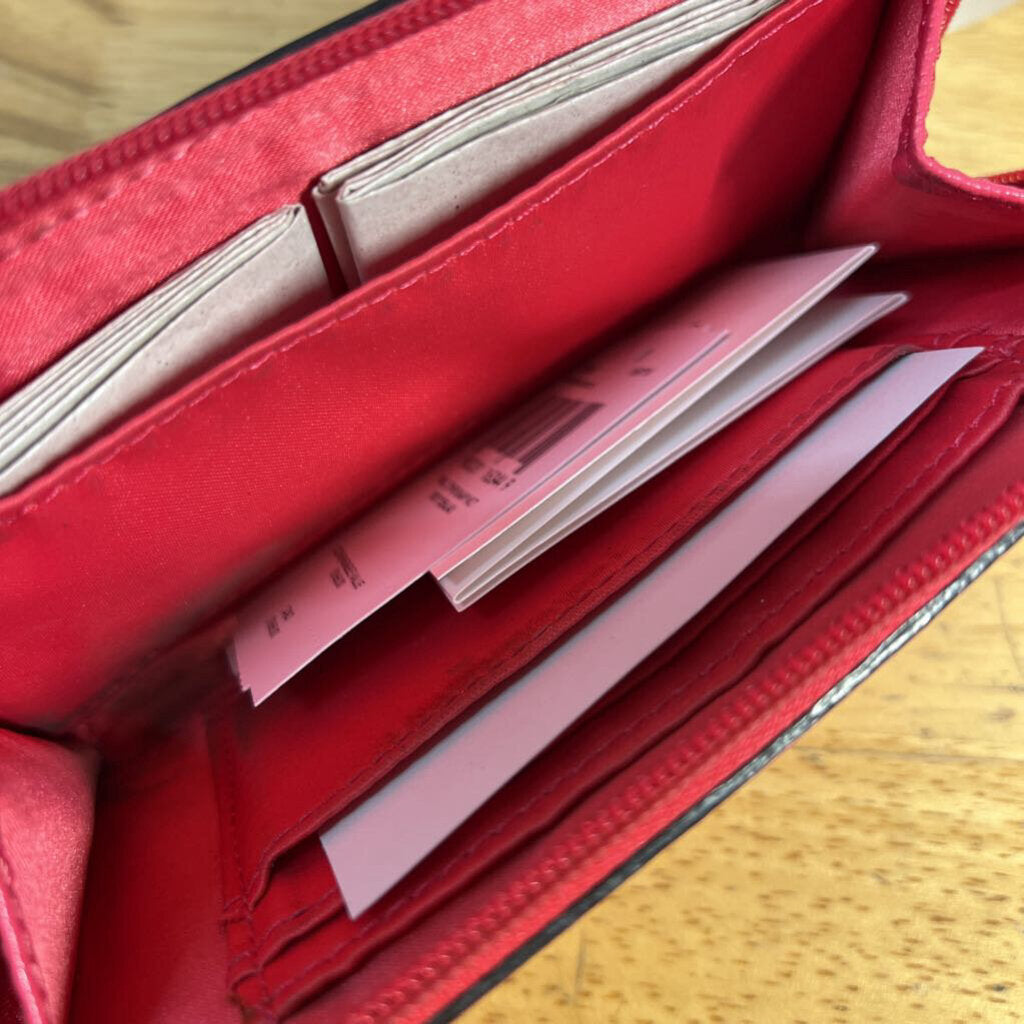 Coach Pink Saffiano Leather Zip Around Wallet