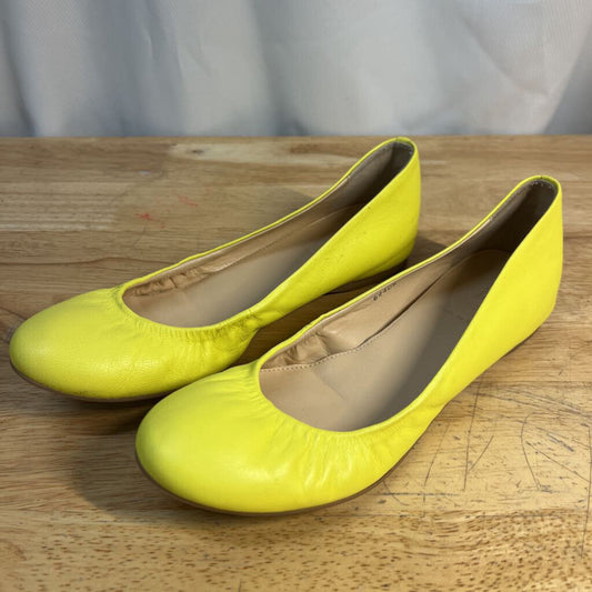 J Crew Yellow Leather Cece Ballet Flats 8.5