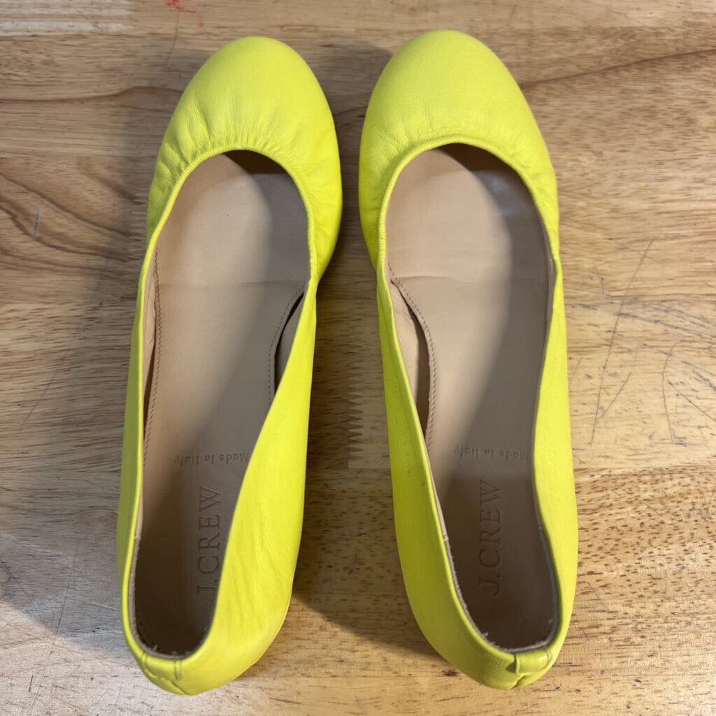 J Crew Yellow Leather Cece Ballet Flats 8.5
