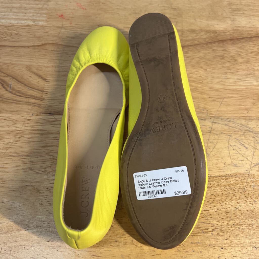J Crew Yellow Leather Cece Ballet Flats 8.5