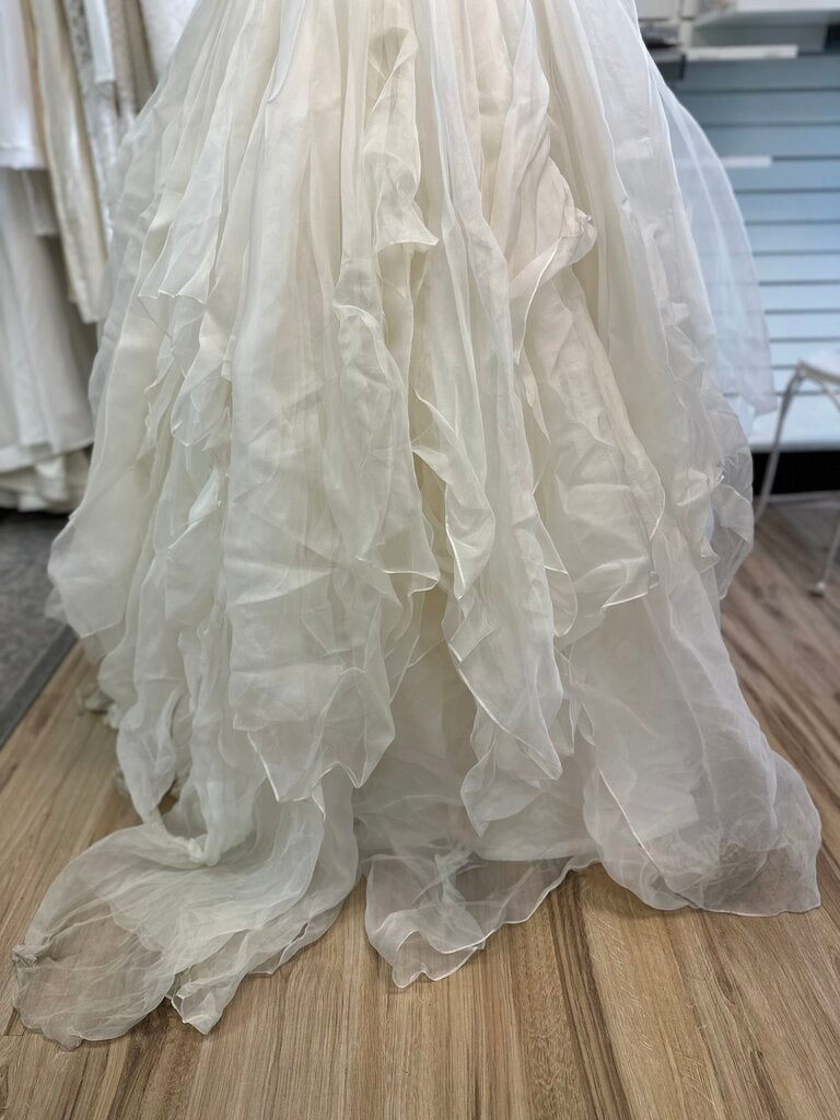 Modern Trousseau Ivory Textured Floral Strapless Bridal Ballgown 6