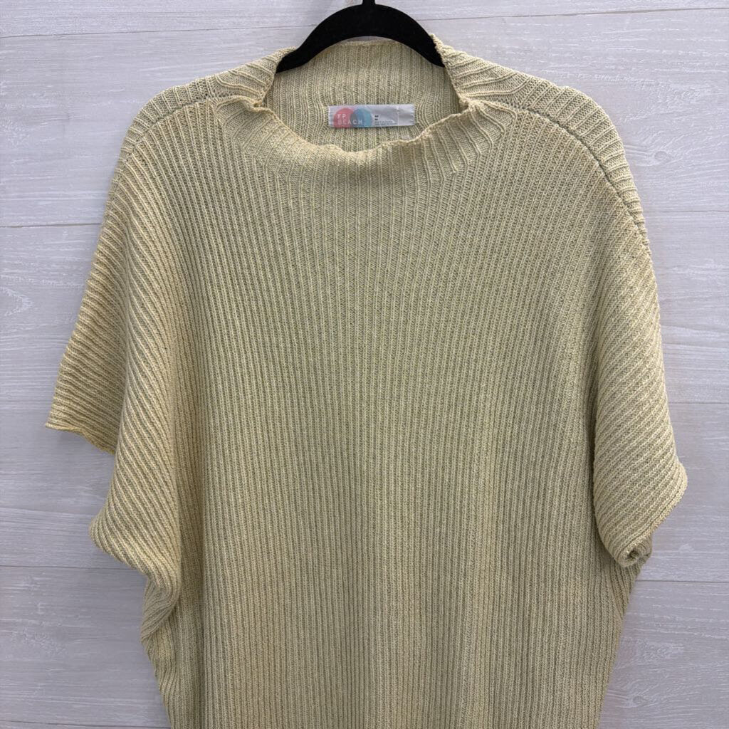FP Beach Green Knit Mock Neck Short Sleeve Sweater Dress Medium