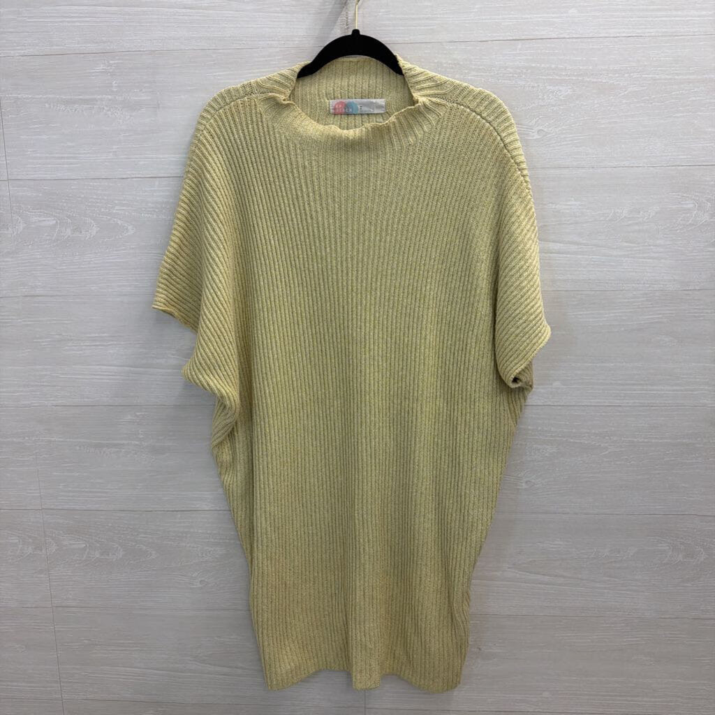 FP Beach Green Knit Mock Neck Short Sleeve Sweater Dress Medium