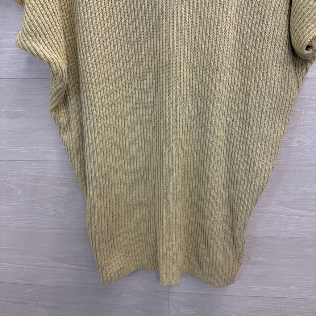 FP Beach Green Knit Mock Neck Short Sleeve Sweater Dress Medium