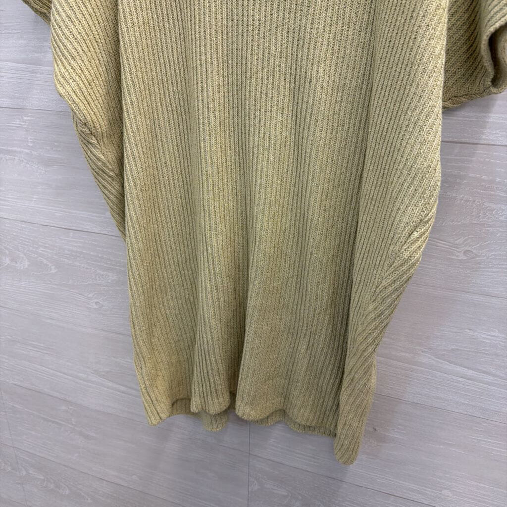FP Beach Green Knit Mock Neck Short Sleeve Sweater Dress Medium
