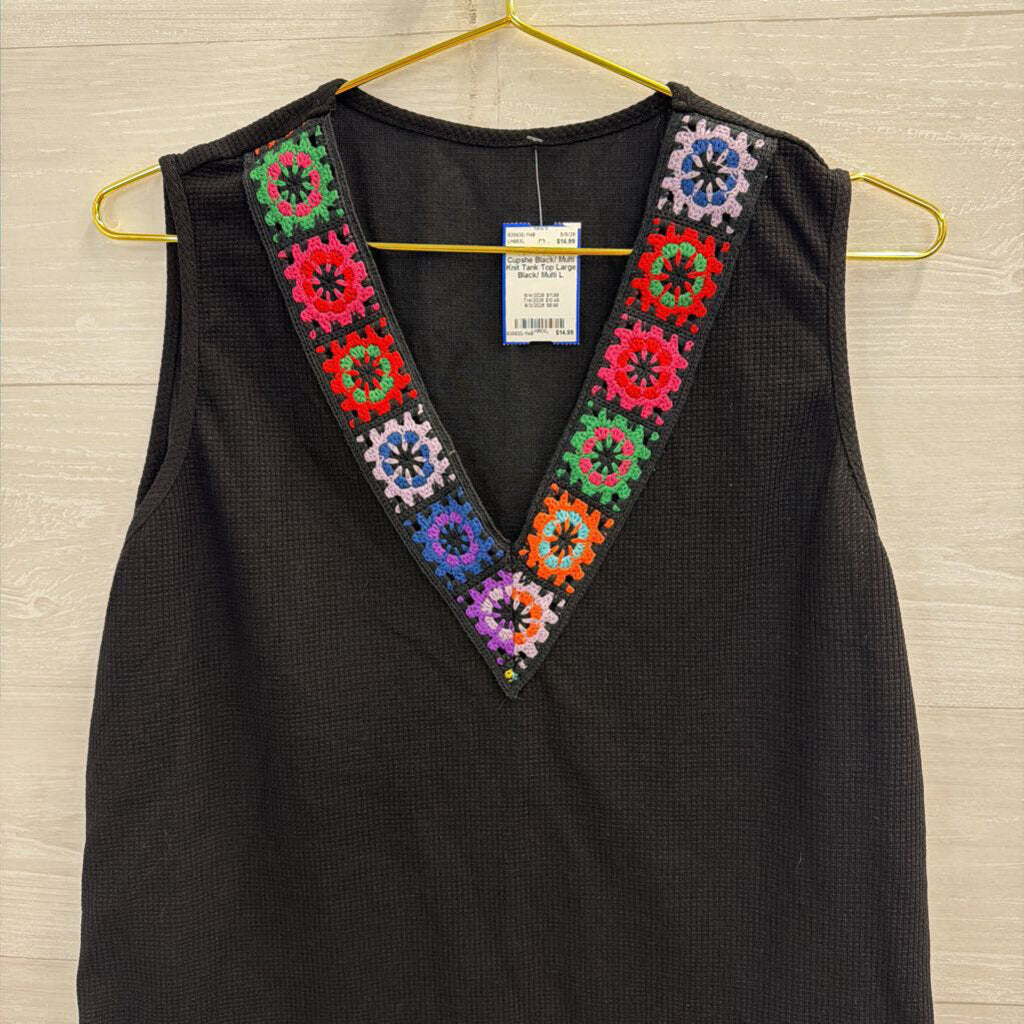 Cupshe Black/ Multi Knit Tank Top Large
